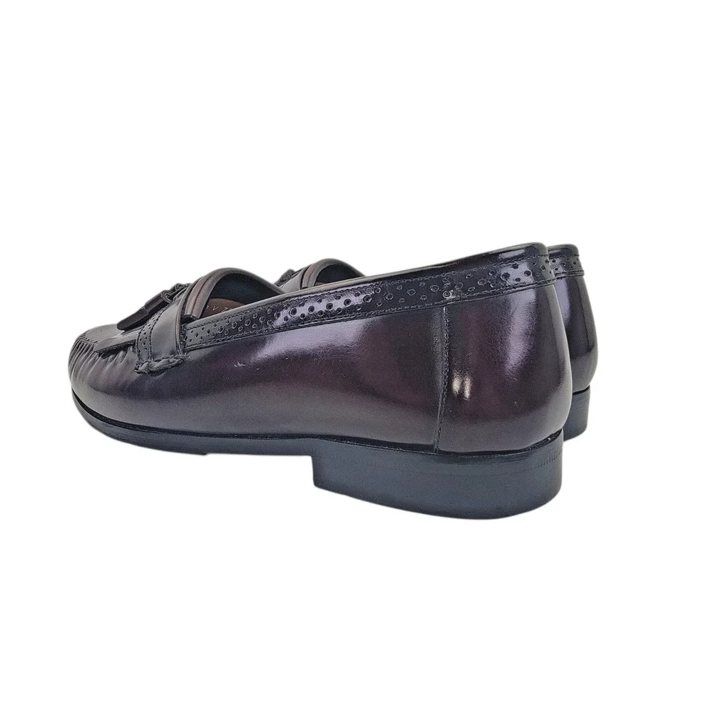 Bass‎ Niles Men's Burgundy Leather Moc Toe Kiltie Tassel Loafer Shoes Size 10 D